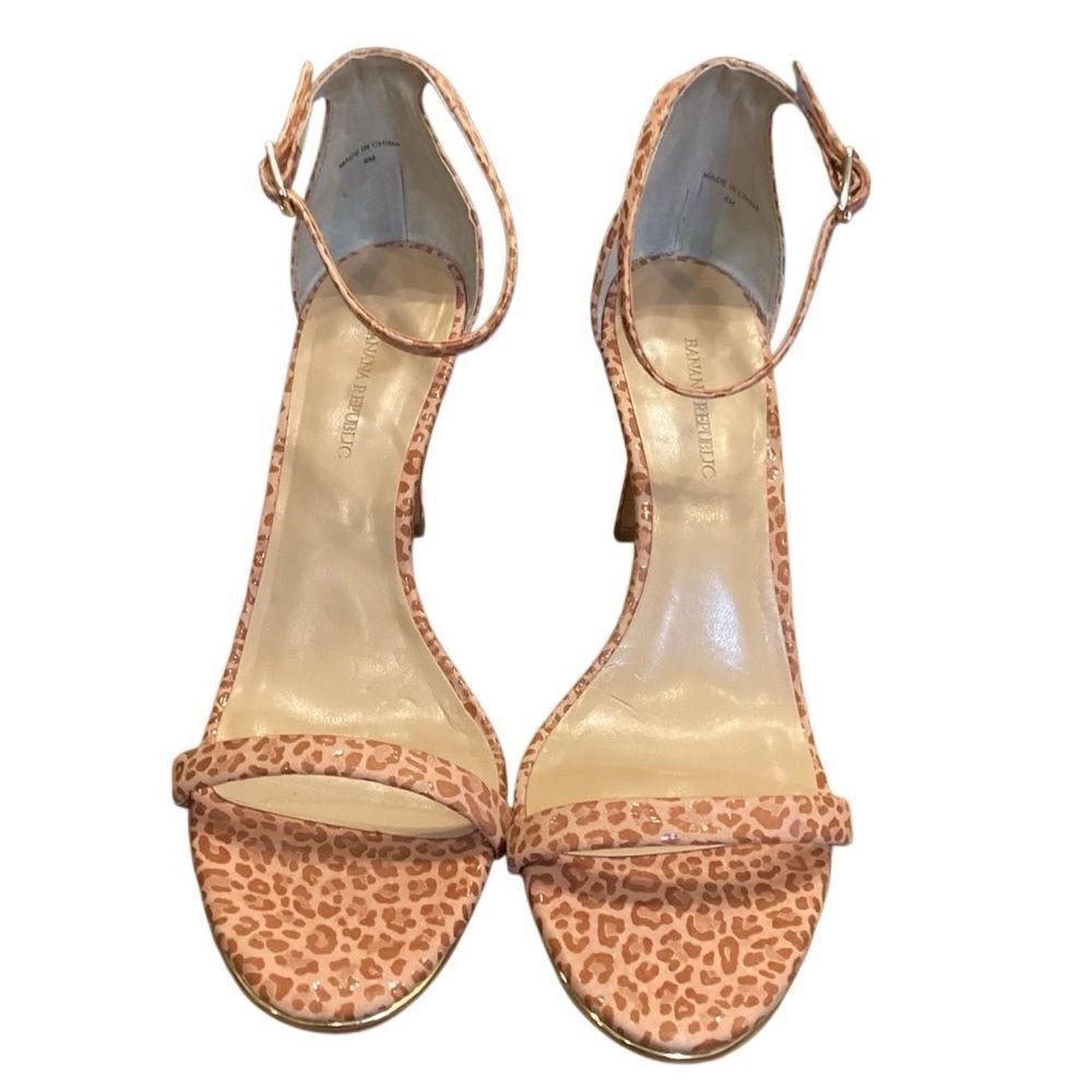 Banana Republic Juliette Leopard Print Open Toe Heels in Clay Pink 8